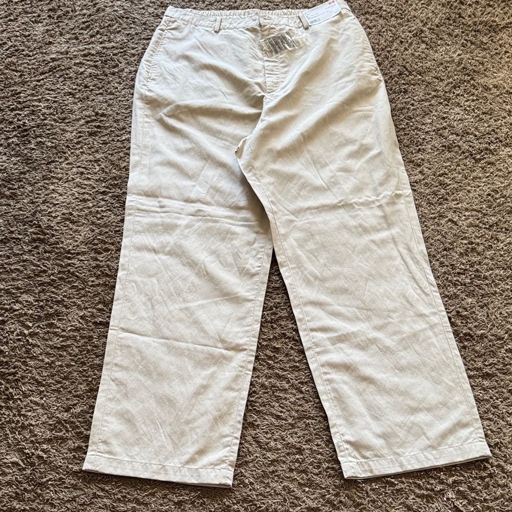 NWT Uniqlo Linen Blend Relaxed Straight Pants Women’s size XL Minimalist Spring